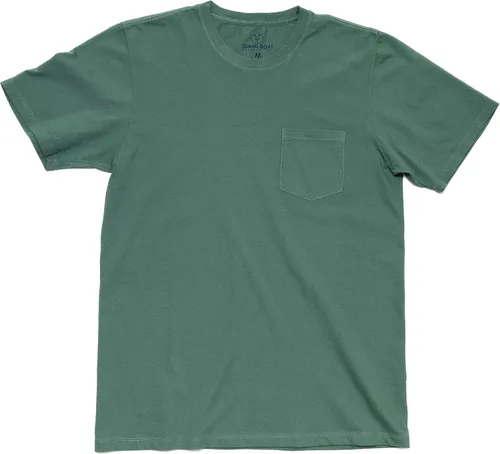 Vista 6 de Camiseta de bolsillo para hombre, 100% algodón orgánico, ajuste clásico, suave, de manga corta, con bolsillo