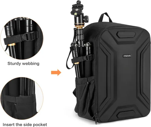 Vista 3 de MOSISO Mochila para cámara DSLR/SLR/SLR/sin espejo, impermeable, simétrica geométrica, carcasa rígida con soporte para trípode y compartimento