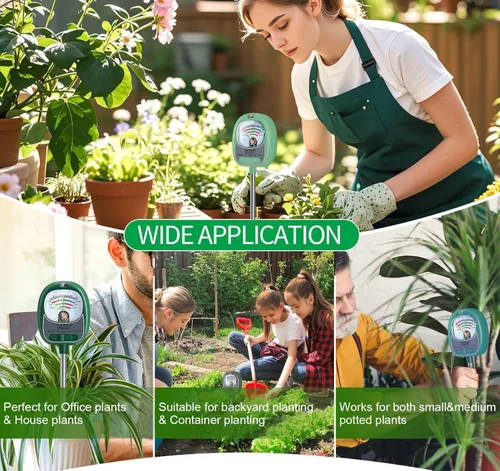 Vista 6 de Probador de Suelo, Medidor de Humedad del Suelo/Medidor de pH del Suelo/Luz Solar/Fertilidad para Jardinería, Probador de pH de Suelo de Dial