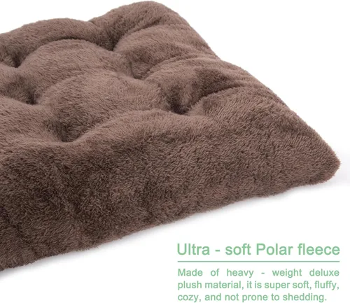 Vista 3 de POMIU Paquete de 2 camas lavables para perros, camas de felpa de lujo con antideslizante, lavable a máquina, tapete para dormir para perros grandes