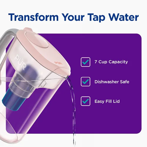 Vista 2 de PUR Jarra de Agua de 7 Tazas, 1 Filtro Genuino, Más Limpia, Agua de Excelente Sabor, Apta para Lavavajillas, Potente, Filtración Más Rápida, Diseño