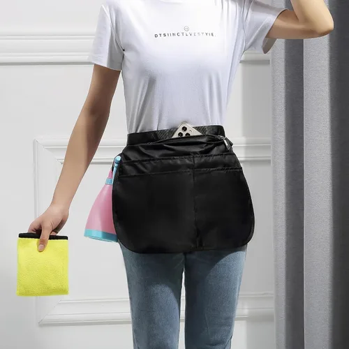 Vista 2 de Bafelia Delantal Organizador de Limpieza de Tamaño Pequeño para Mujeres con 5 Bolsillos, Suministros de Limpieza Profesionales Impermeables
