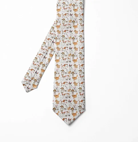 Vista 2 de Ambesonne Men's Tie, Cartoon Composition, Necktie, 3.7", Multicolor