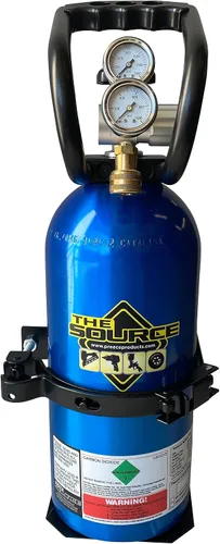 Vista 3 de Cilindro de dióxido de carbono de CO2 de 10 libras, regulador de CO2 de alto flujo de 250 PSI, mango de protección, soporte de montaje en cilindro