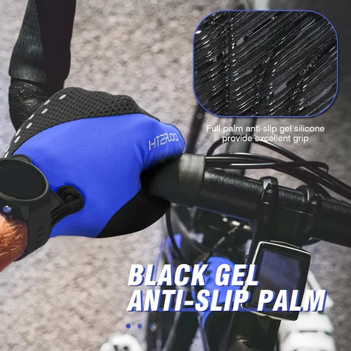 Vista 5 de Guantes de ciclismo para hombres y mujeres con almohadilla antideslizante que absorbe los golpes, peso ligero, ajuste agradable, guantes