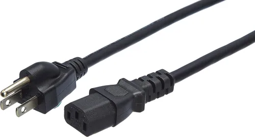 Vista 10 de Amazon Basics Cable de alimentación para PC, 3 pies, Cable de alimentación CA para monitor, computadora, TV, 3 clavijas, 18 AWG, 125 voltios, negro