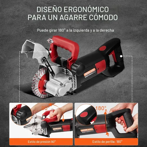 Vista 4 de VEVOR Wall Chaser - Cortador de hormigón de 4800 W (con hojas de sierra de 5 x 5 pulgadas, a prueba de polvo y visión infrarroja de línea)