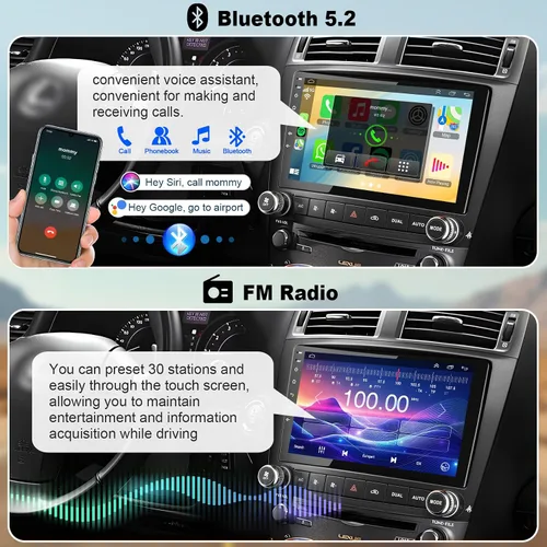 Vista 5 de Radio estéreo de coche para Lexus IS250 IS350 2006 2007 2008 2009 2010 2011 2012,10 pulgadas QLED pantalla táctil con CarPlay inalámbrico y Android