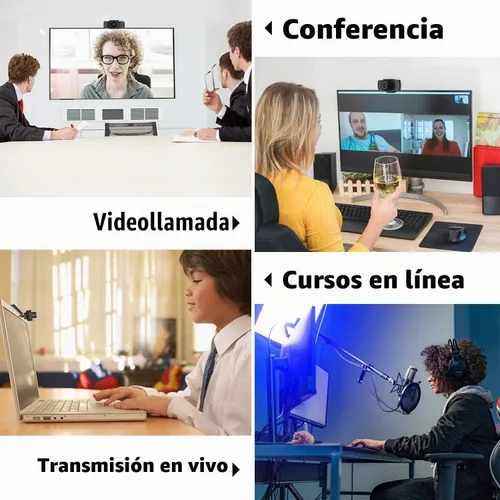 Vista 2 de Septekon Cámara web HD 1080P con micrófono, cámara web de computadora de transmisión para portátil/escritorio/Mac/TV, cámara USB para videollamadas