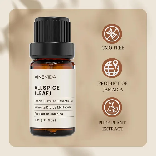 Vista 4 de VINEVIDA Aceite esencial de pimienta de Jamaica, 0.3 fl oz, aromas de velas y base para hacer jabón