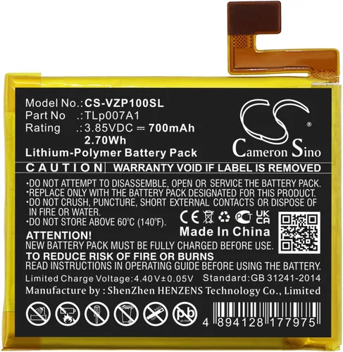 Vista 3 de Batería de repuesto para PVG100 Palm PVG100EU PVG100E compatible con TLp007A1 (700 mAh)