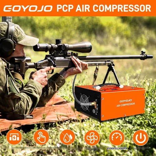 Vista 2 de GOYOJO Compresor de Aire PCP, Máximo 4500 PSI / 300 Bar, Llenado Rápido para Pistolas de Aire o Tanque de Paintball, Apagado Automático