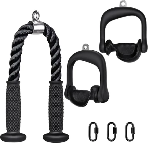 Vista 10 de Kipika Mango doble D resistente, accesorio de cable de barra en V, accesorio de fila para máquina de cable, antideslizante y cómodo, agarre