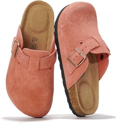 Vista 7 de Project Cloud Benton - Zuecos con plantilla de cuero genuino para mujer, pantuflas de espuma viscoelástica con soporte de arco, sandalias de moda