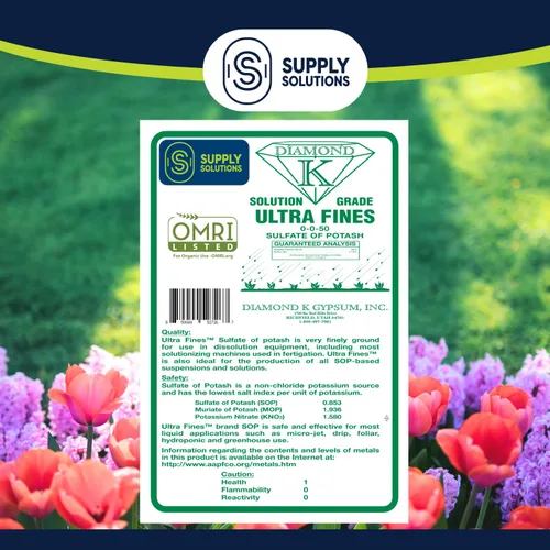 Vista 3 de Supply Solutions Sulfato de potasa 0-0-50 - Fertilizante orgánico de potasa - Adecuado para fertirrigación, sistemas de goteo, foliar, hidroponía