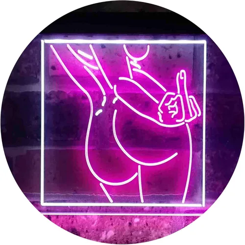 Vista 10 de ADVPRO Bad Bitch Middle Finger FXXK Girl Room - Letrero de neón LED de doble color, azul y rojo, 12 x 8 pulgadas st6s32-i3799-br