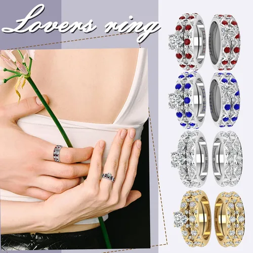 Vista 3 de Anillos de tungsteno para parejas de rey y reina, anillos personalizados para él y ella, anillos de boda de circonita cúbica