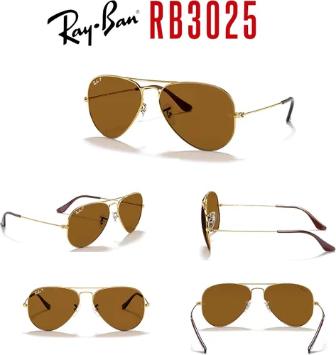 Vista 7 de Ray-Ban RB3025 - Lentes de sol de aviador de metal para hombre y mujer + paquete con kit de cuidado de gafas iWear de diseñador