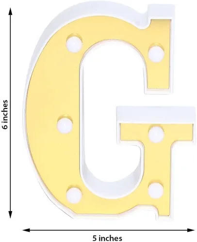 Vista 2 de Tableclothsfactory Letras de marquesina dorada 3D de 6 pulgadas, 5 letras LED iluminadas con luces LED blancas cálidas - G