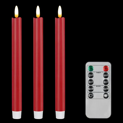 Vista 10 de CVHOMEDECO. Velas cónicas sin llama de cera real con control remoto de 10 teclas, funciona con pilas, luces LED parpadeantes 3D para ventana Naranja