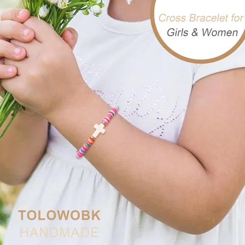 Vista 15 de Regalos navideños para niños, niñas adolescentes, mujeres, linda pulsera de cruz para niñas, regalos de Navidad cristianos para mujeres, ideas