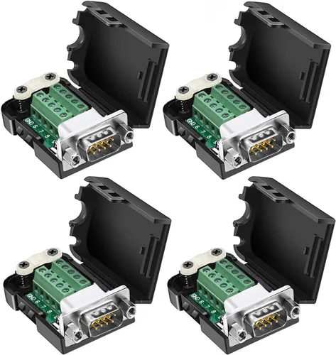 Vista 9 de DB9 Conector de ruptura, (2 unidades, macho+2 piezas hembra) DB9 placa de ruptura sin soldadura RS232 D-SUB DB 9 macho hembra bloque de terminales