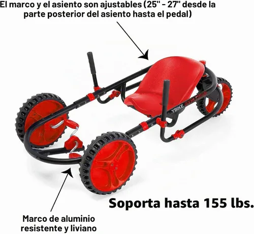 Vista 4 de YBIKE Explorer - Go Kart de 3 ruedas para niños, juguetes de paseo para niñas y niños, a partir de 4 años, dirección con asas, marco y asiento