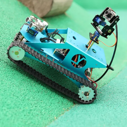 Vista 4 de Yahboom Kit de robot AI para chasis de tanque para Raspberry Pi 4B, kit de inicio de cámara Python, proyecto de ciencia electrónica programable DIY
