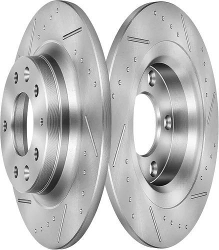 Vista 10 de SCITOO Rotores de freno trasero para Honda para CR-V 2002-2004 Frenos de disco perforados y ranurados Rotores de reemplazo: 31304 Brakes Kit Fit