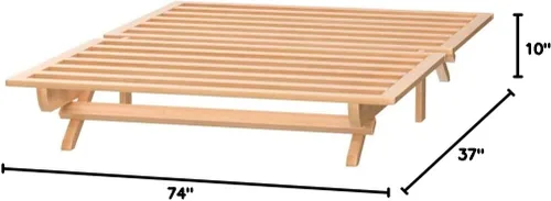Vista 2 de KD Frames Cama Plegable con Plataforma - Marco de Cama Individual - Marco de Cama de Madera Sin Acabado - Cama Individual Plegable - Cama Natural