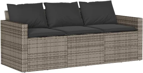 Vista 11 de Patio Sofa 3-Seater Brown Poly Rattan with Cushions Brown and Red