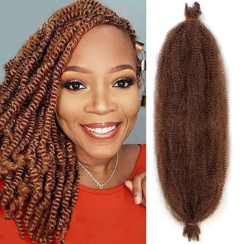Vista 91 de Cabello de Envoltura Pre-Esponjado de 8 Pulgadas, 3 Paquetes, Cabello Afro Twist Pre-Separado Elástico para Locs, Cabello Afro Twist Negro Natural