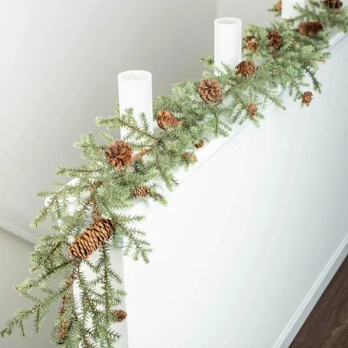 Vista 5 de Factory Direct Craft Guirnalda de pino de ciprés resistente a la intemperie, guirnalda de Navidad para decoración de bosques en interiores