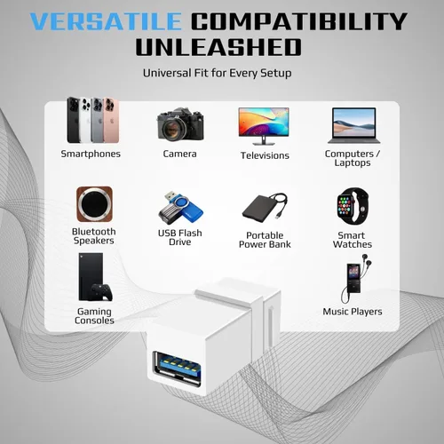 Vista 2 de TNP USB 3.0 Keystone Jack Insert - Conector USB Keystone hembra a hembra adaptador compatible con Superspeed USB 3.0 y puerto USB 2.0 para panel
