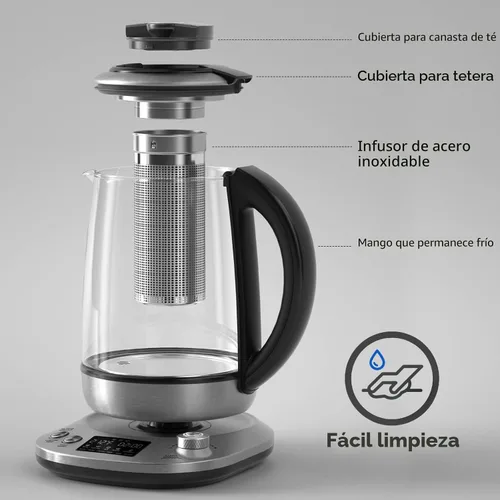 Vista 6 de Mecity Hervidor de té eléctrico con infusor extraíble, 9 programas de preparación preestablecidos, control de temperatura, 2 horas para mantener