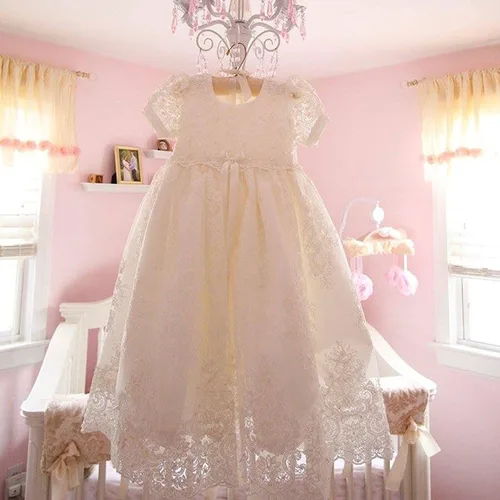 Vista 2 de Christening Gown Baby Girl Lace Toddler Dress for Age 3-24 Months