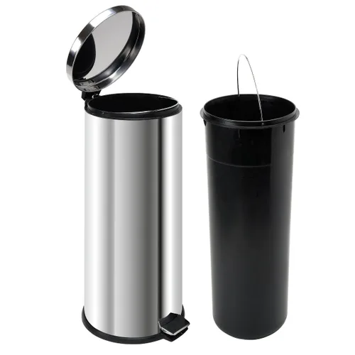 Vista 6 de Westerly Juego de 3 cubos de basura de acero inoxidable de alta calidad, 30 L, 5 L, 3 L