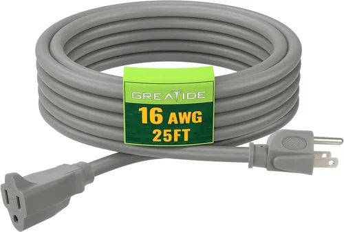 Vista 26 de Cable de Extensión de 6 Pies, Cables Eléctricos Impermeables para Exteriores 16/3 SJTW Negros, Cable de Energía de 13 AMP con 3 Clavos Ideal