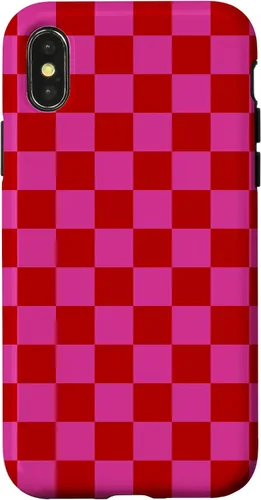 Vista 5 de Red Pink Checkered Checked Pattern Check Design #019 Case for iPhone 17
