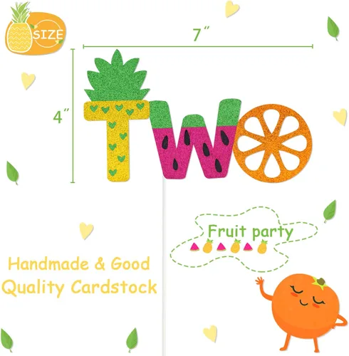 Vista 2 de Decoración para pastel de segundo cumpleaños de segunda fruta, piña, sandía, naranja, verano, baby shower, suministros para fiestas