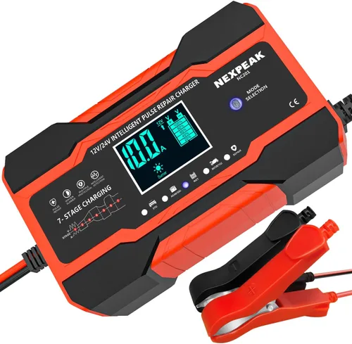 Vista 2 de NEXPEAK Cargador de batería de 10 amperios y 6 amperios para baterías de plomo-ácido de 12 V/24 V