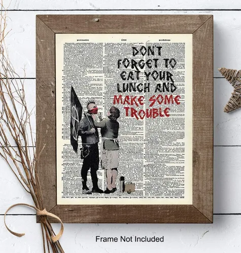 Vista 7 de Banksy Make Some Trouble - Impresión artística de pared en la foto de la página de diccionario, es un gran regalo para decoración del hogar, sala