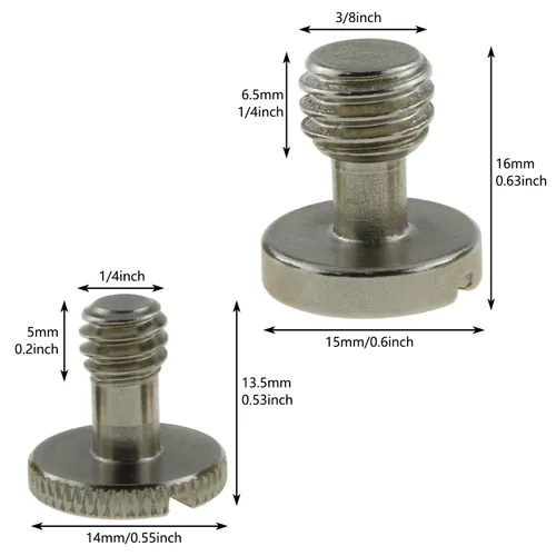 Vista 3 de 6 tornillos de liberación rápida para cámara, 3 tornillos de 3/8 pulgadas y 3 tornillos de cámara de placa de liberación rápida (QR) para trípode
