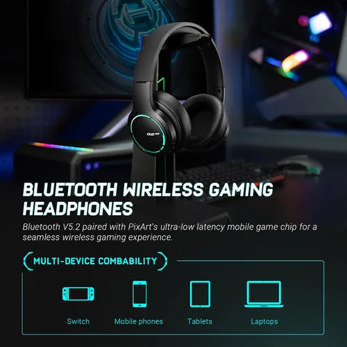 Vista 5 de Edifier Hecate G2BT - Auriculares inalámbricos para juegos para teléfonos móvilestabletasportátilesinterruptor, auriculares Bluetooth