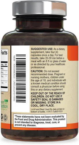 Vista 8 de Suplemento de curcumina de cúrcuma de 2600 mg – 95% curcuminoides con cúrcuma orgánica y pimienta negra BioPerine para una mejor absorción, apoyo