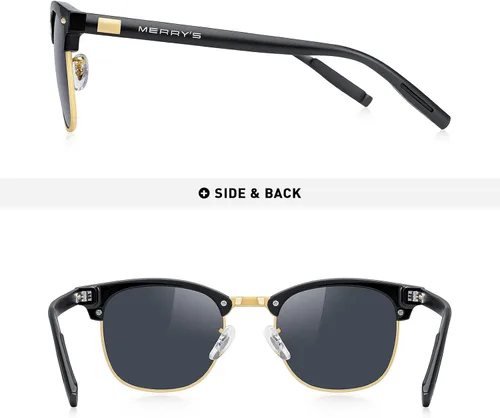 Vista 4 de MERRYS S8054 gafas de sol polarizadas retro casi sin montura para hombre y mujer