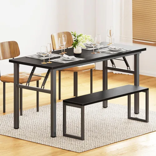 Vista 4 de Escritorio plegable, escritorio plegable de 62 pulgadas sin montaje para espacios pequeños, escritorio plegable resistente, escritorios funcionales