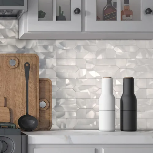 Vista 6 de XUANINY Azulejos de metal para salpicaduras de 5 hojas, autoadhesivas, múltiples formas, mosaico de aluminio 3D para decoración de cocina y baño