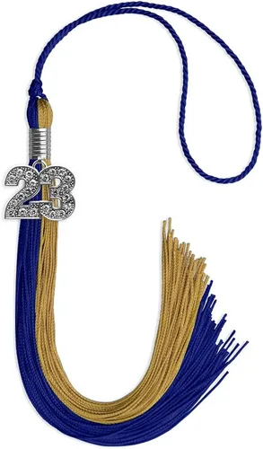 Vista 26 de Endea Graduation Borla de doble color con dije de plata brillante (negro/oro antiguo, 2025)