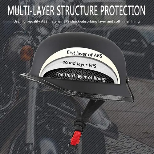 Vista 3 de Casco de motocicleta de estilo alemán vintage, casco delgado para adultos, hombres y mujeres, novedoso casco de media cara aprobado por DOT, casco